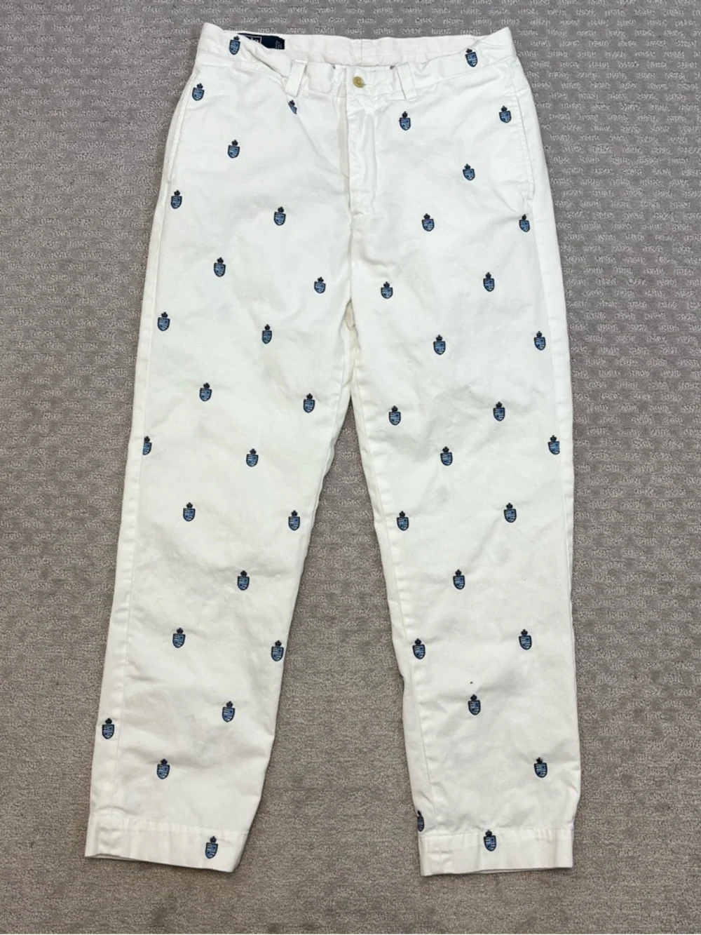 Polo Ralph‎ Lauren Straight Fit Chino Pants Embroidered Shields 32 X 30 White